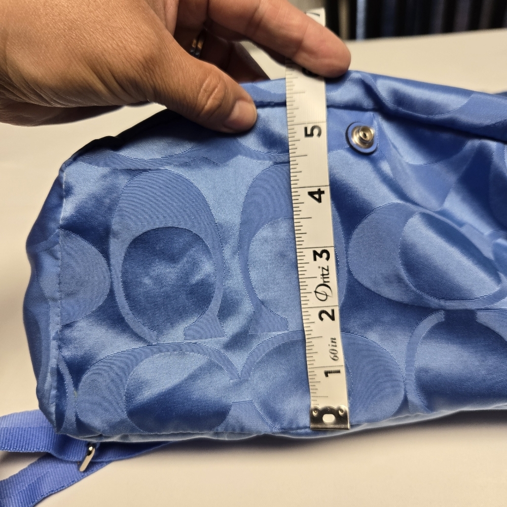 Coach Light Blue Signature Nylon Drawstring Backpack - Picture 12 of 16